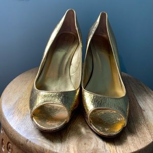 J.crew gold low heel